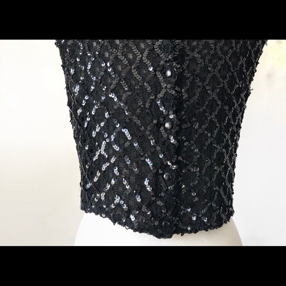 1960 Vintage Pinup sequin top button up back SZ-S - Picture 5 of 7